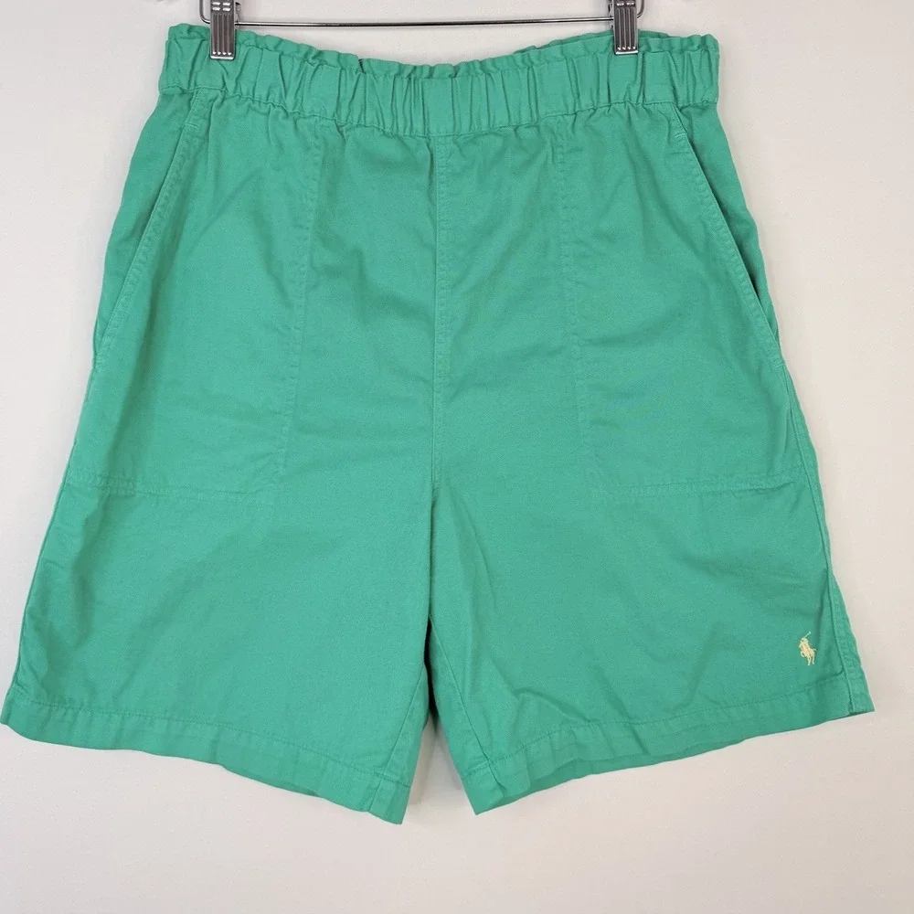 VTG Polo Ralph Lauren Men's Shorts SZ-Small Green Elastic Waist Casual Summer